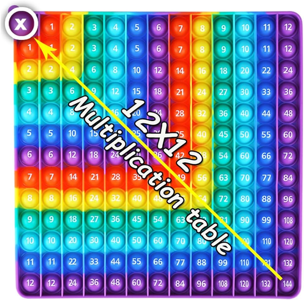 12x12 Multiplication Table Digital P0PP Math Toy, Rainbow Dimple Fingertip Toy, Math Game (12x12 Right Angle Multiplication Table)