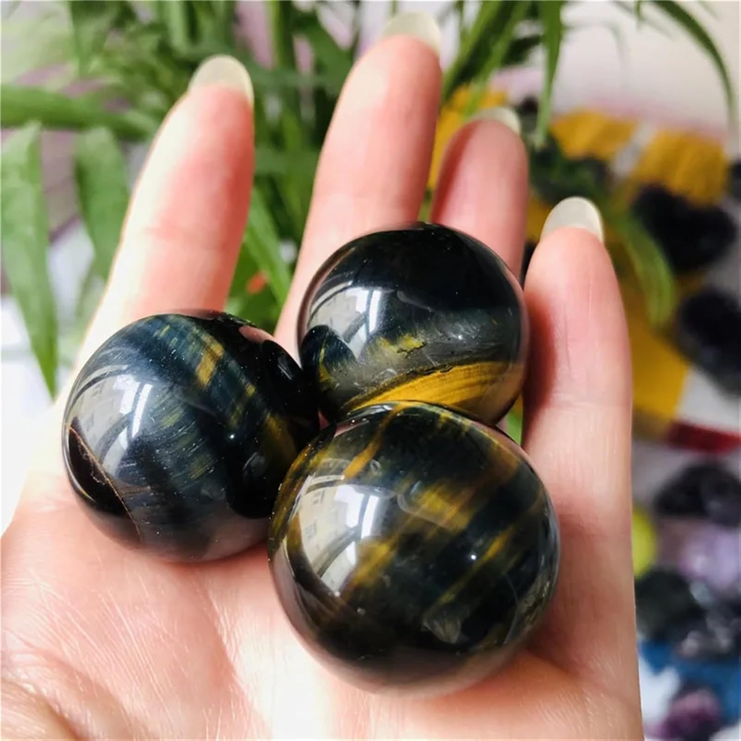 Stone Dark Yellow Tiger Eye Stone Quartz Crystal Ball Stone Tiger Eye Stone