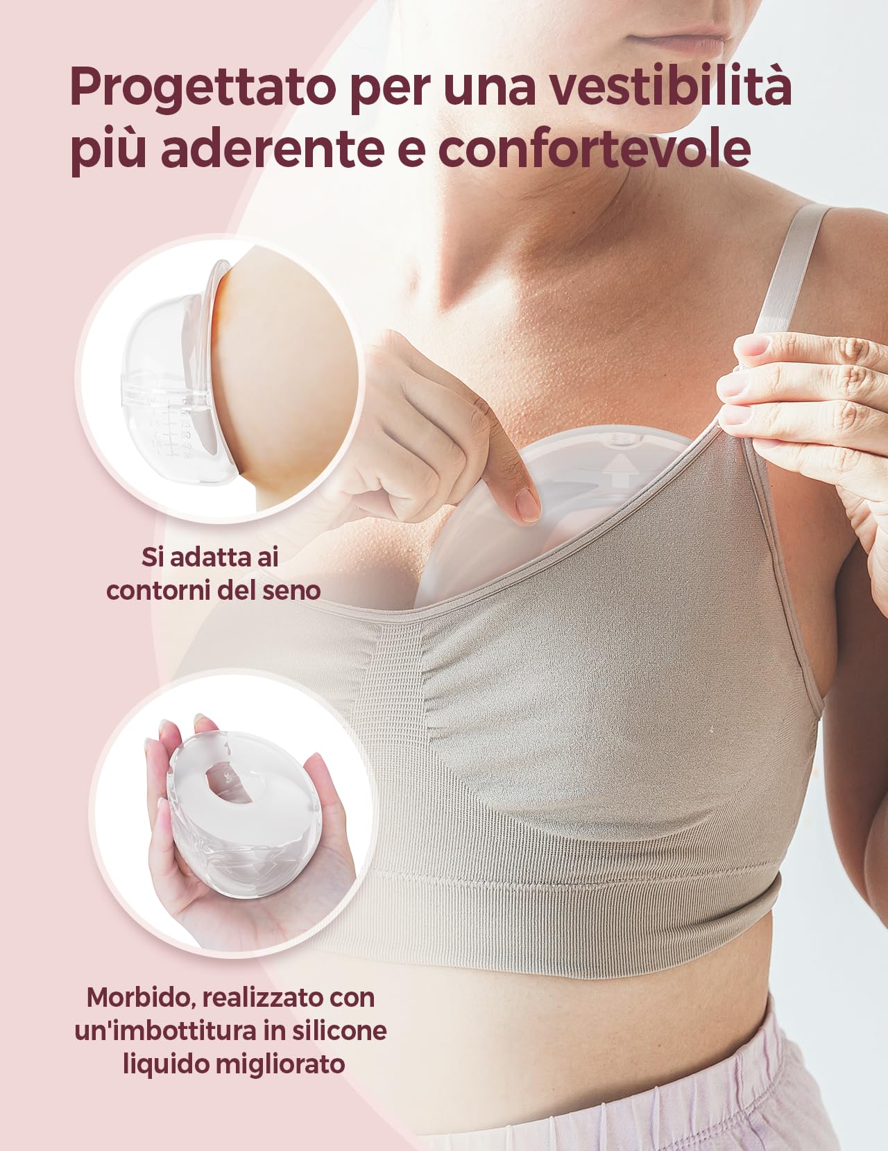 Momcozy Coppette Raccogli Latte Materno Riutilizzabili, Conchiglie in Silicone Morbido per Allattamento, 90 ml, 2 Pezzi, Comfort e Adattamento Migliore