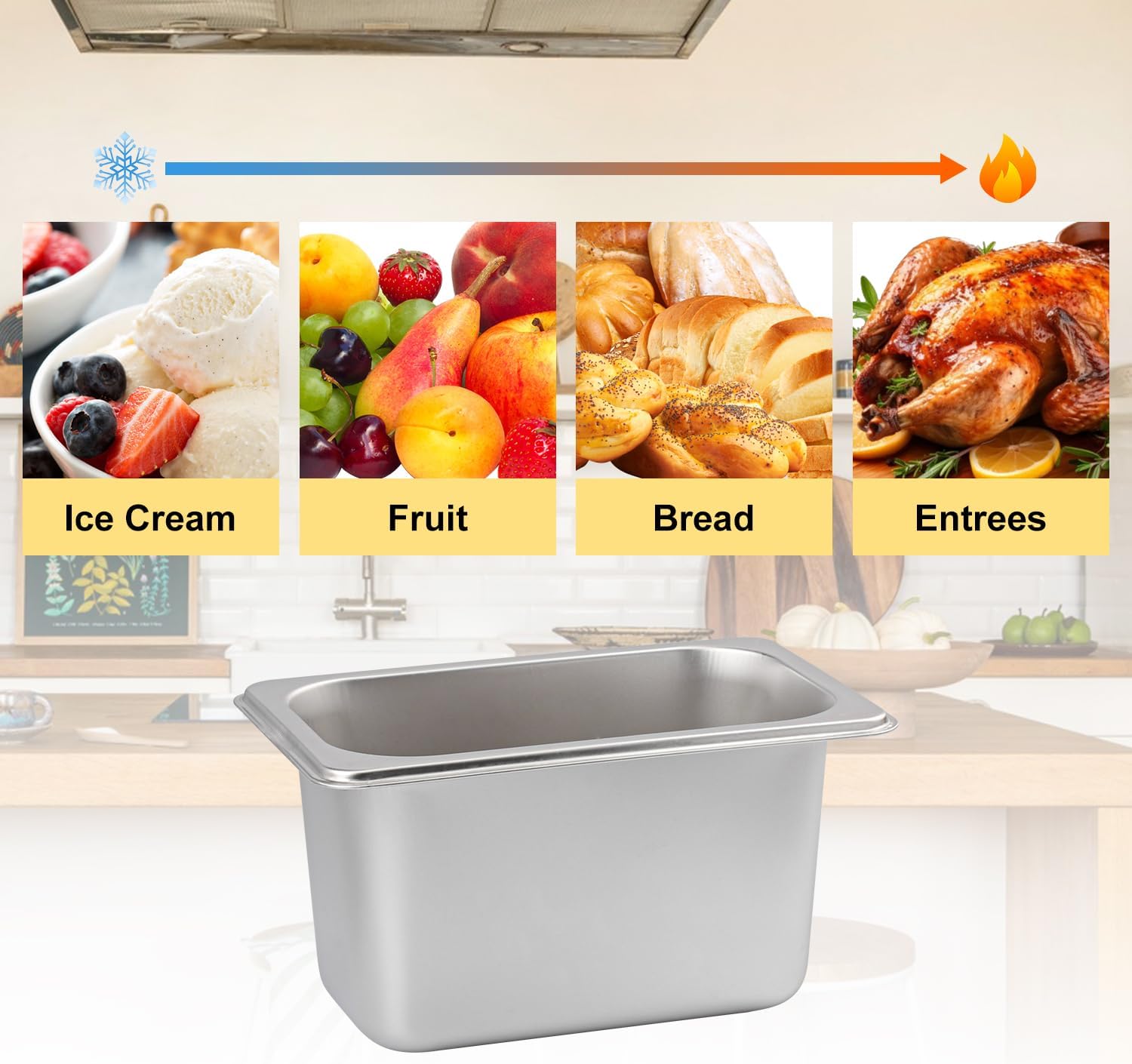 10 Pack 1/9 Size Stainless Steel Steam Pan, 4 Inch Deep Hotel Pans, Stackable Steam Table Pan, Professional Grade for Catering, Home Kitchen, Dining - Image 4