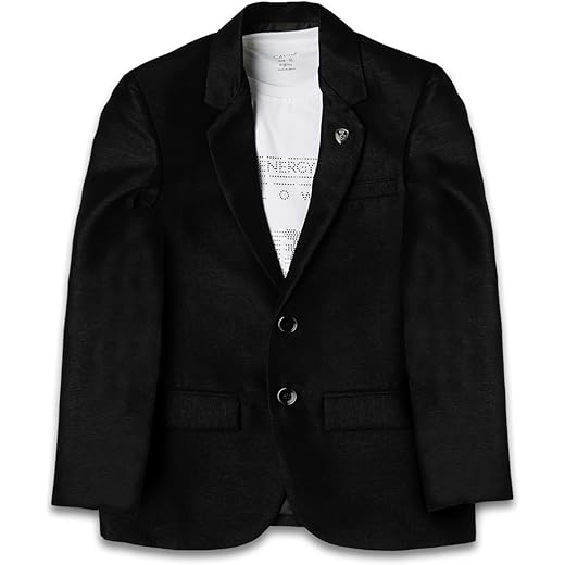 CAVIO Boys Regular Fit Solid Cotton Single Breasted Blazer and T-Shirt