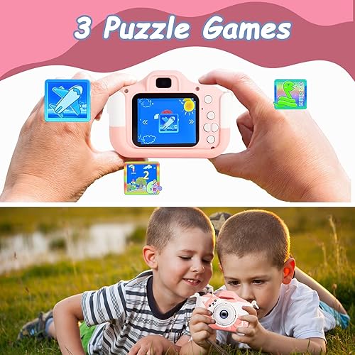 Miniatura 5 de OMOTIYA Cámara para niños, cámara de videocámara digital HD 1080P  cámara de selfie mejorada con cubierta de silicona suave para perros, para niños