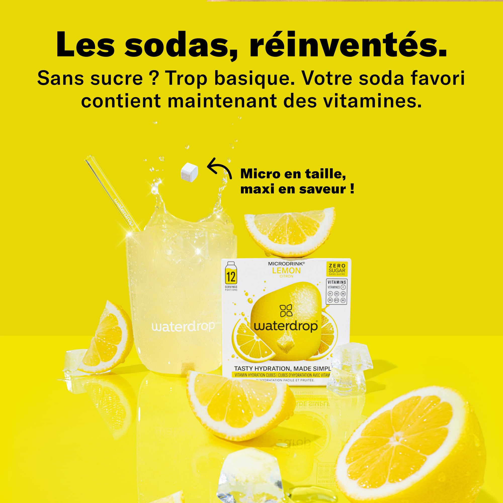 waterdrop® Microdrink Coffret Boissons Gazeuses - Cola, Cerise & Citron, 36 Boissons en Cubes Effervescentes en 3 Saveurs, Enrichi en Vitamines, Boisson Sans Sucre, Eau Aromatisée en Pastille