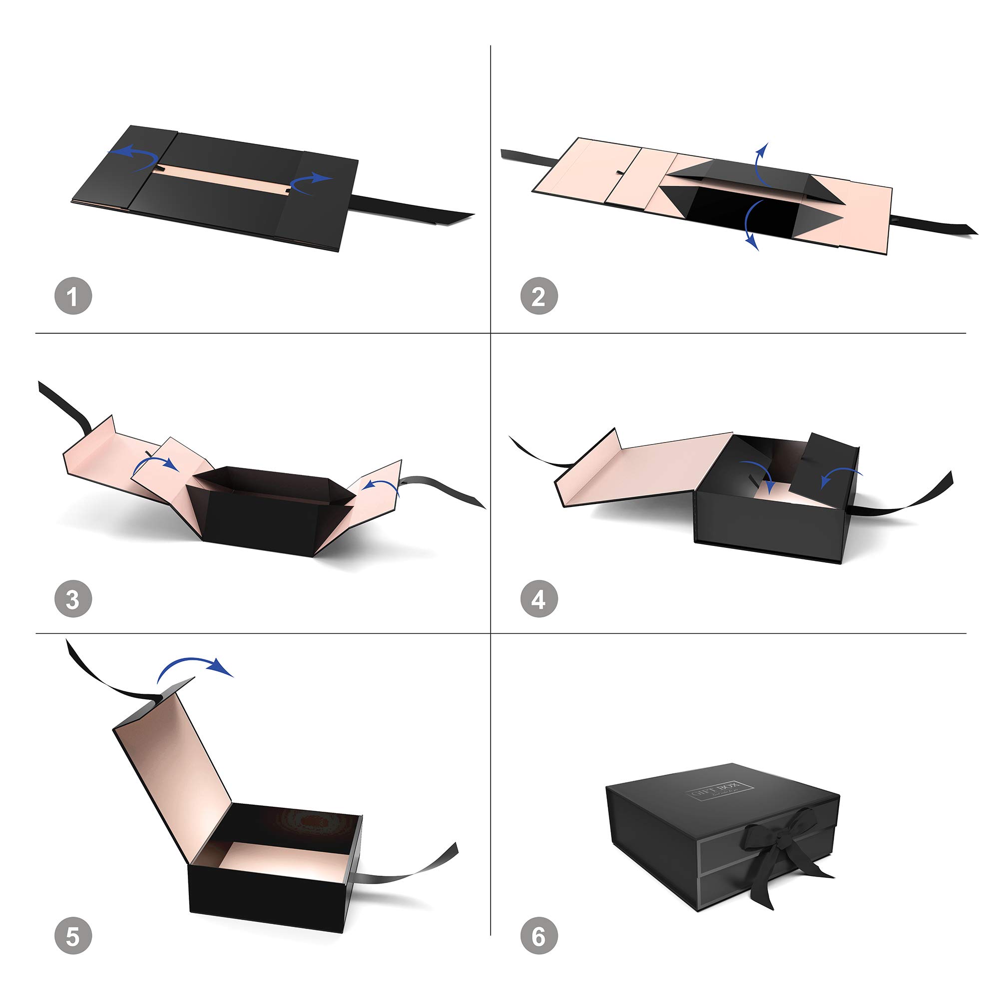 JiaWei Scatola Regalo 45 x 37 x 18 cm XXL, Gift Box con coperchio Magnetico e fiocco, Adatto per matrimonio, compleanno, Gift Greeting Cards e carta regalo - Nero