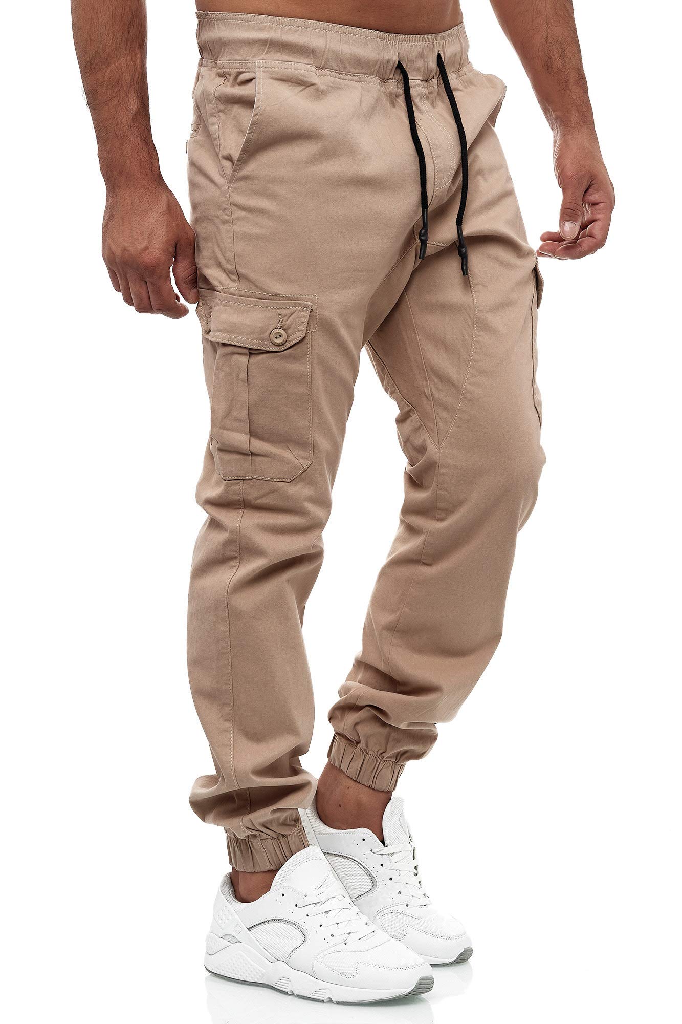 Tazzio - Pantaloni cargo da uomo, modello Chino, vestibilità normale, M610 beige. S