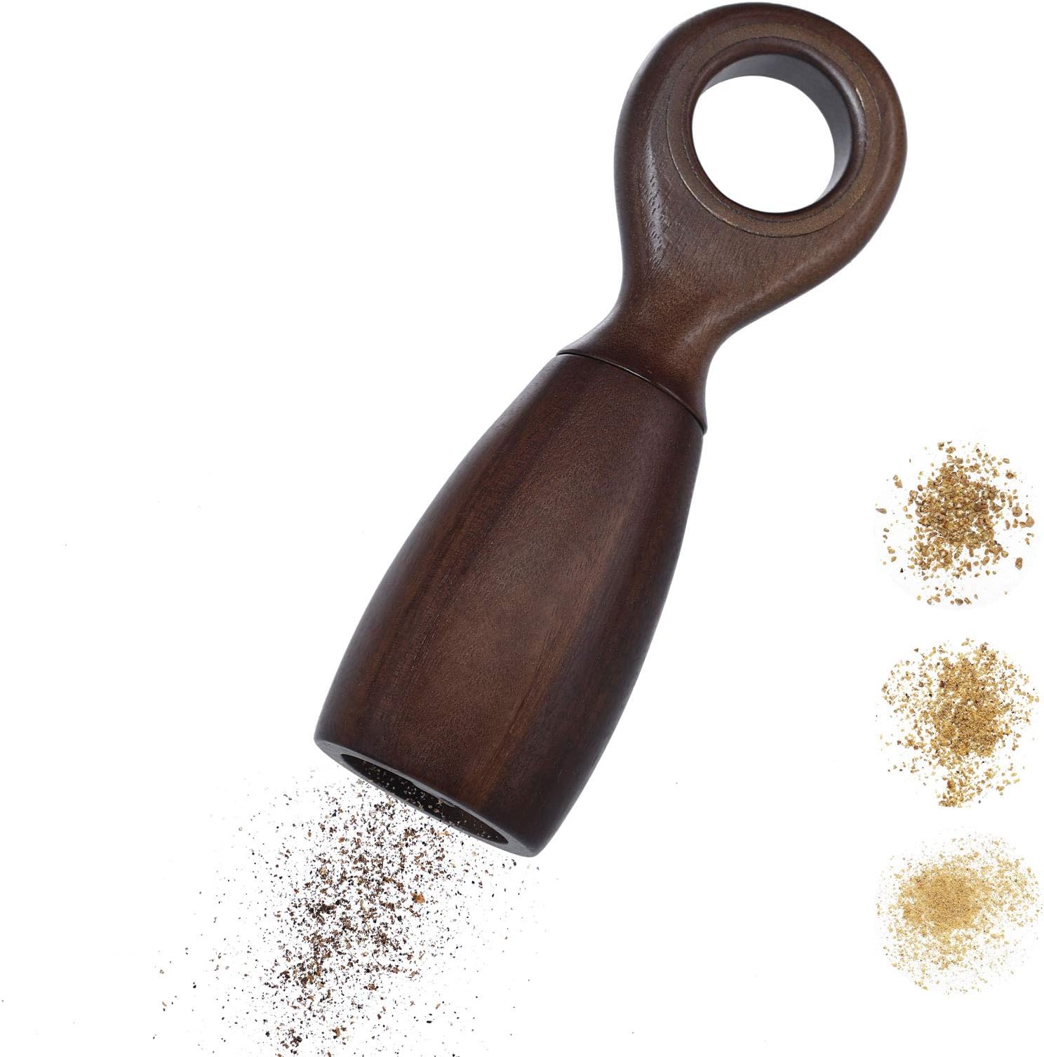 Salt and Pepper Grinder Refillable Solid Wood Spice Mill Ceramic Rotor Steel Core with Strong Adjustable Coarseness
