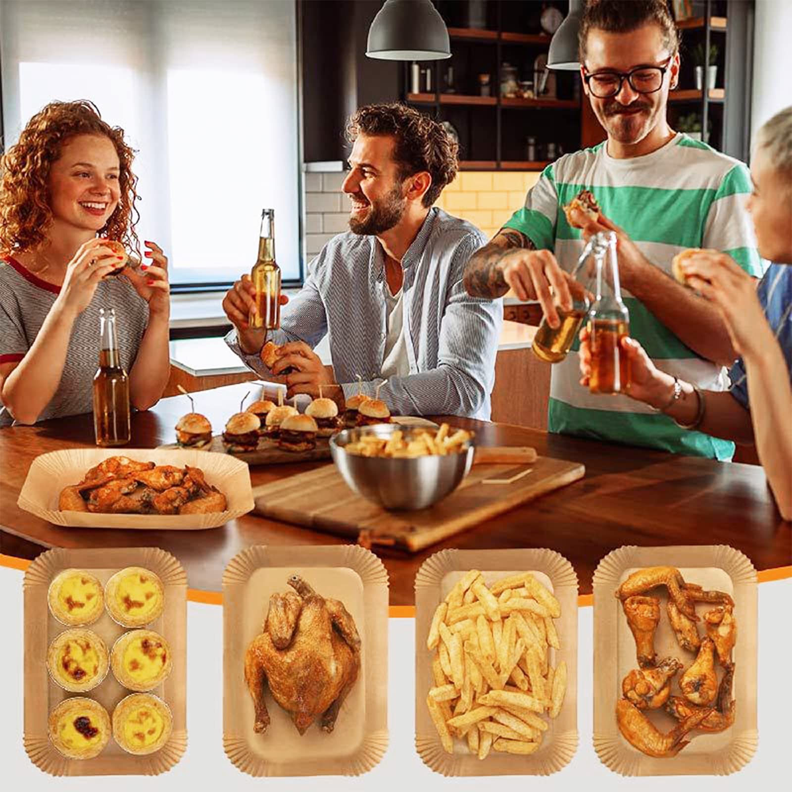 Joyes Papier do pieczenia do frytkownicy na gorące powietrze Ninja, 200 sztuk, 22 cm, papier do pieczenia Airfryer do Dual Zone, Air Fryer Accessories kompatybilny z 7,5-9,5 l Ninja AF300EU AF400EU,