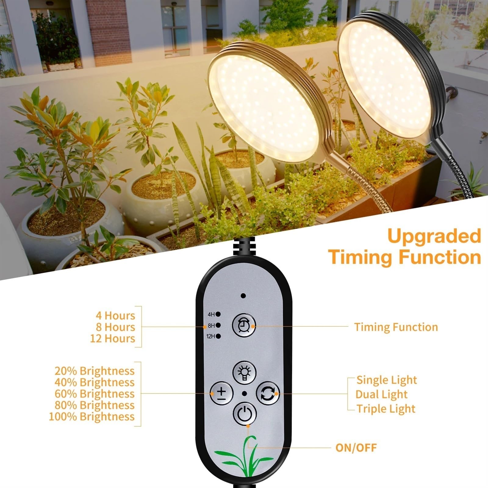 Lámpara de cultivo, Lámpara LED Phyto de espectro completo de 15 W de un solo cabezal, luz for cultivo de frutas y verduras, luz for cultivo de plantas de interior Sunshine(1 Red and blue light)