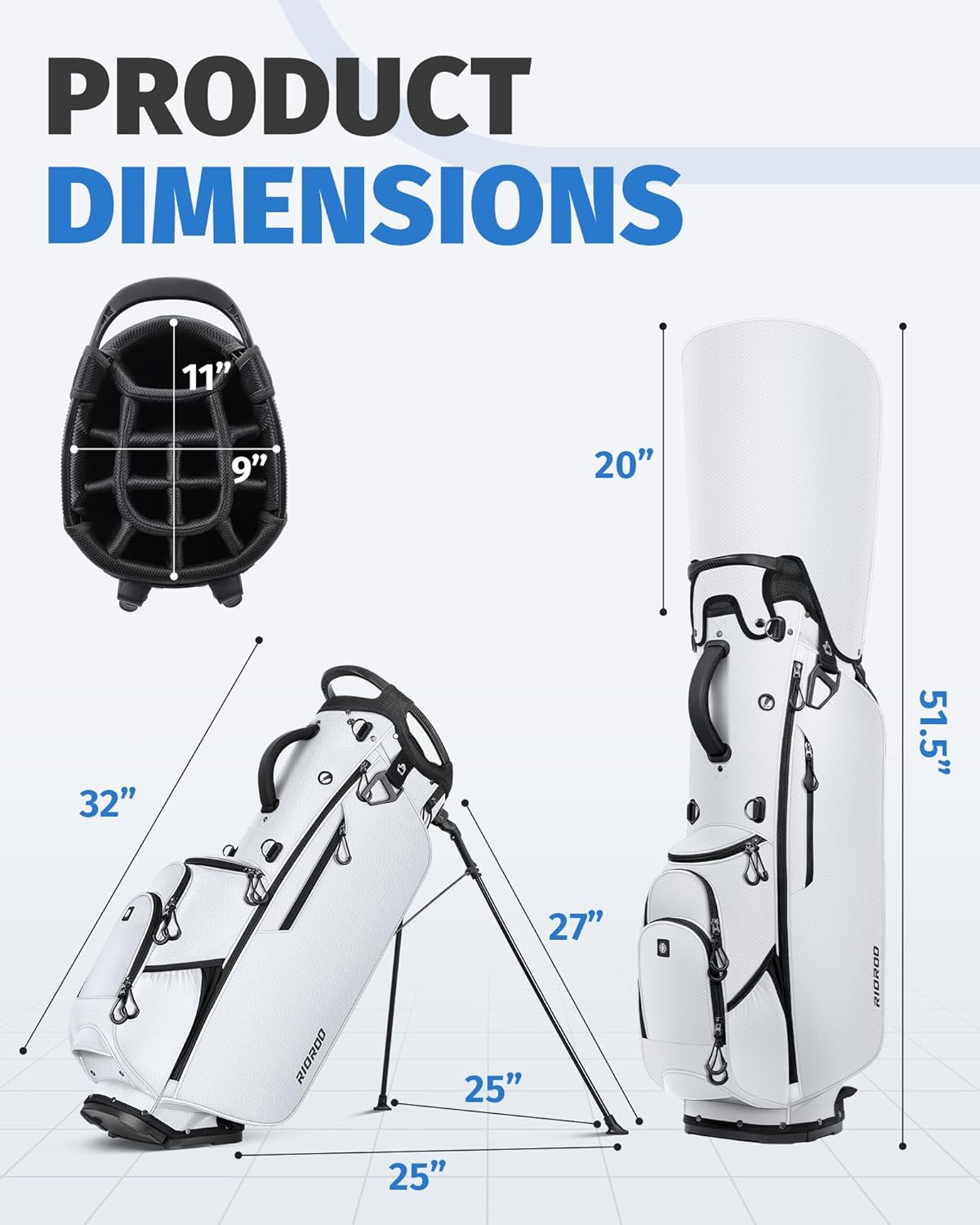 14 Way Golf Stand Bag, Men Women Lightweight Golf Bag with Individual Full-Length Dividers, 9 Tactical Pockets, Cooler Pocket, Rain Cover Ergonomic Dual Strap for Easy Carry