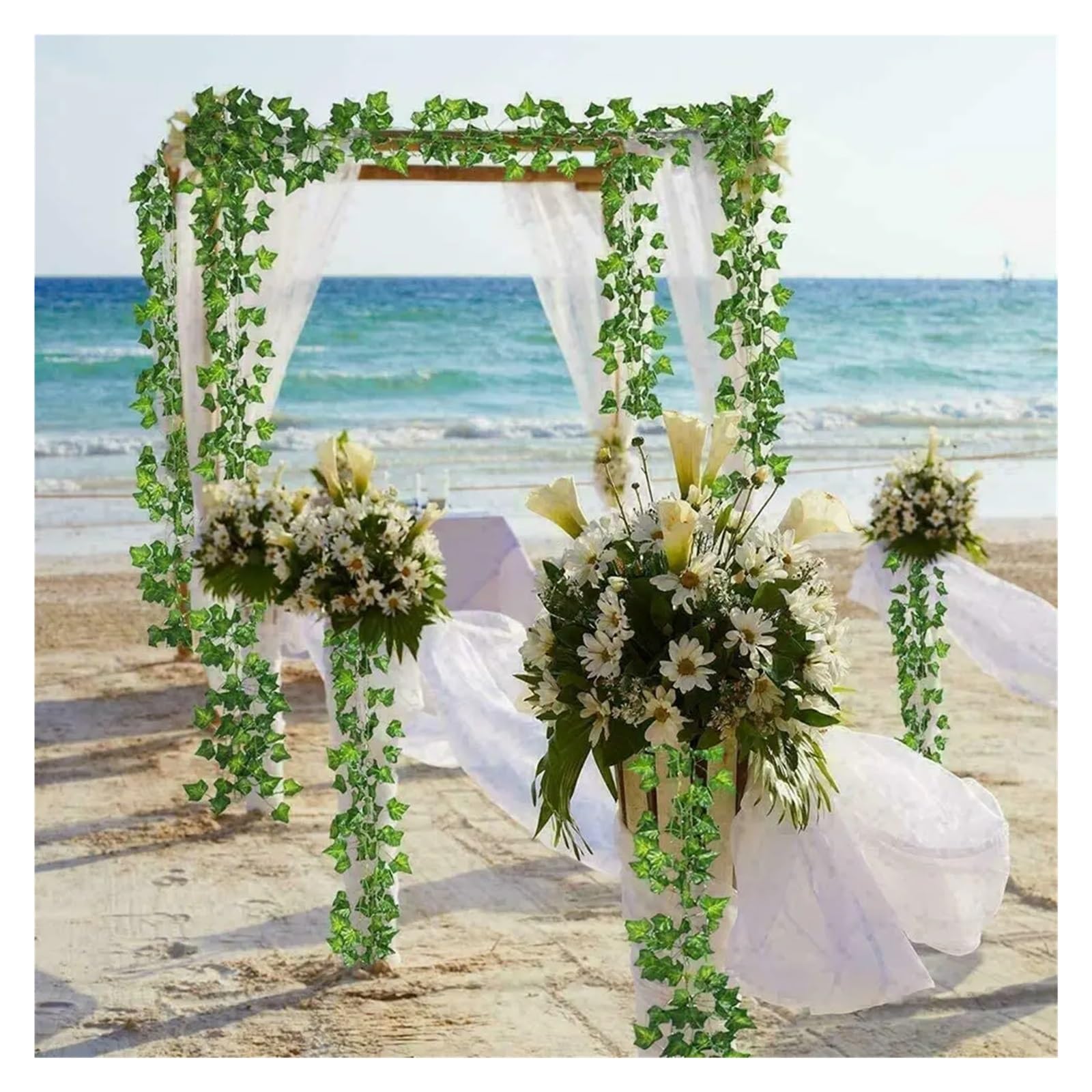 Pianta Finta Cadente 24 PZ 2 M Edera Artificiale Verde Ghirlanda Viti Finte Piante Appese Sfondo Foglia Verde for La Decorazione Della Festa Nuziale(3)
