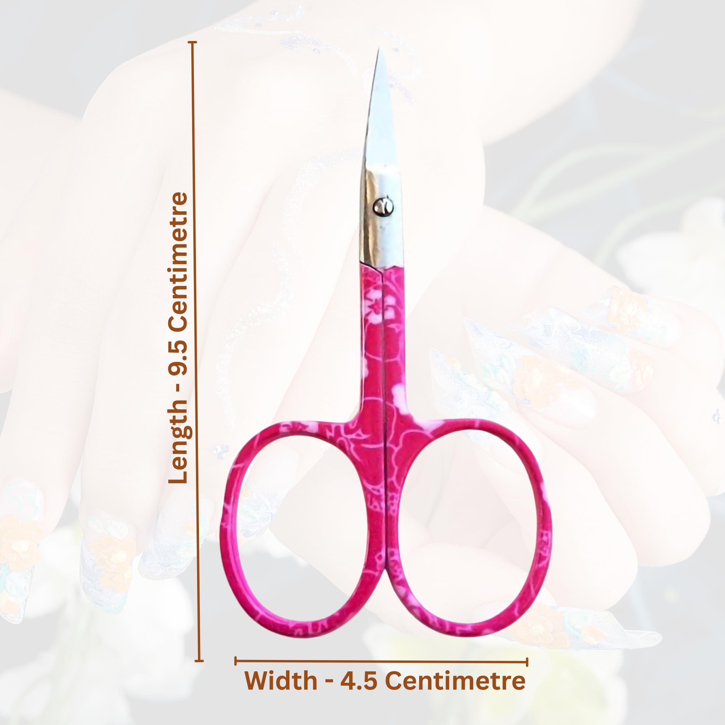 ASM Ciseaux à ongles incurvés de qualité supérieure - Coupe-cuticules robustes pour sourcils, barbe et nez - 9,5 cm - Cadeau de Noël idéal pour homme et femme (rose)