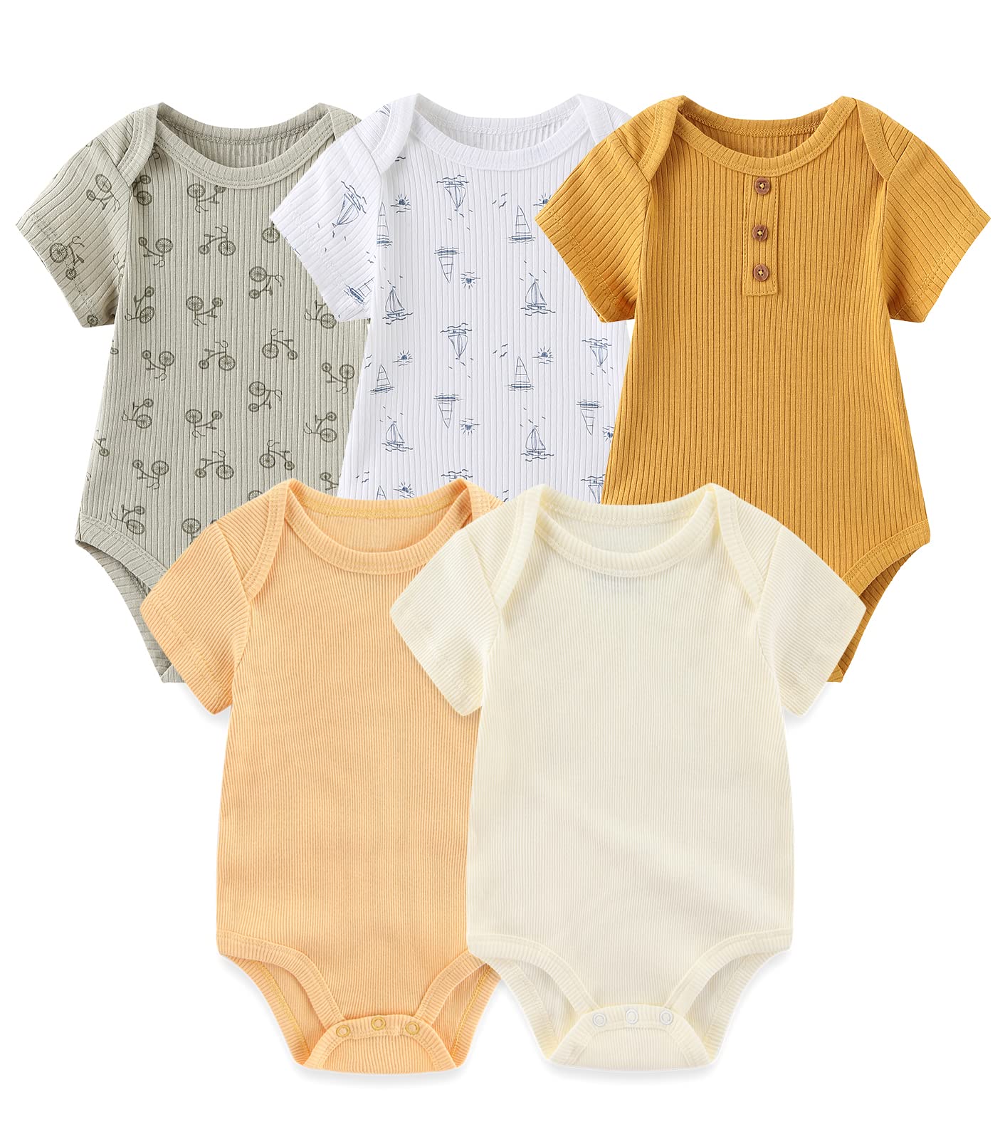 Chamie Baby Bodysuit Cotton Short Sleeve Vests for Newborn 5-Pack One-Piece Suit for Boy and Girl 0-12 Months… — view 8