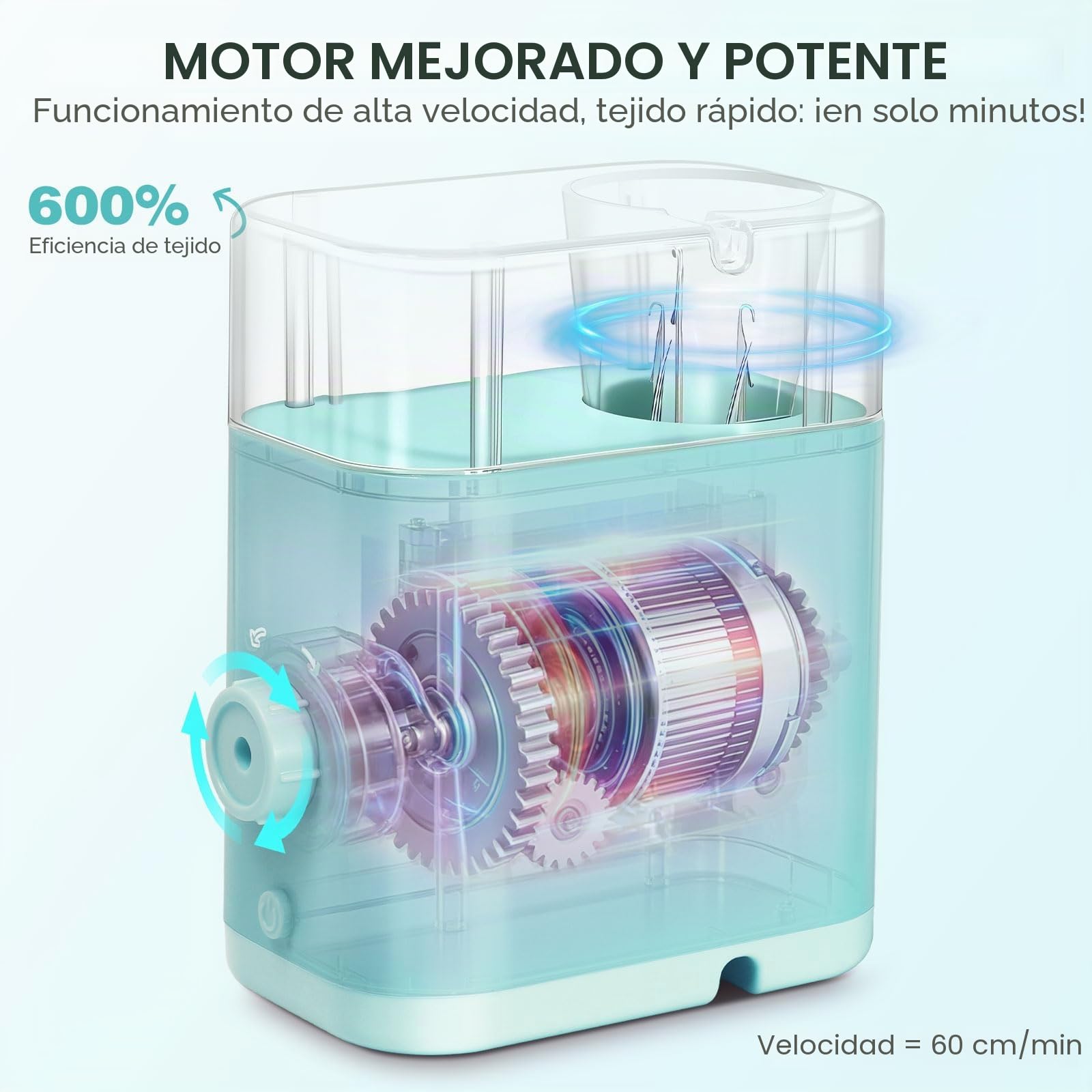 DoubleCare Tricotin Automatique, Machine de Tricotar Tejer, Eléctrico Máquina de Tejer con 2 Bobinas de Hilo y Alambre de Hierro de 2 m, DIY Máquina de Ganchillo para Proyectos Rápidos, Verde