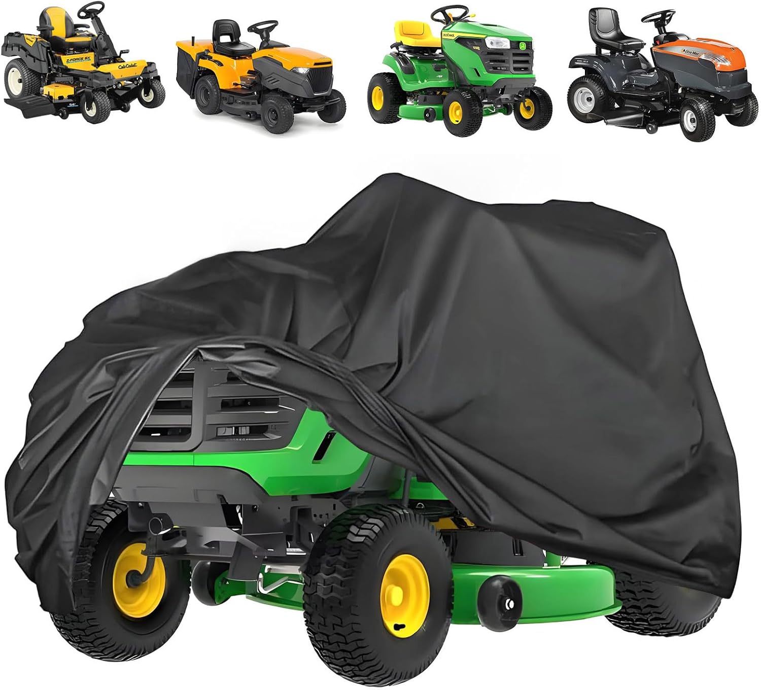 SecosAutoparts Riding Lawn Mower Cover - Waterproof & Heavy Duty 600D Outdoor Lawn Tractor Covers Universal fit Compatible with John Deere EGO Toro Craftsman Husqvarna Honda