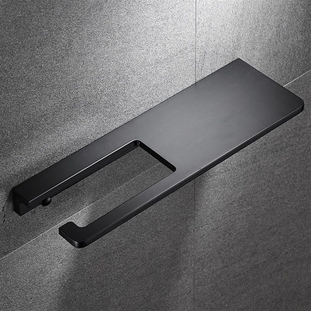 Półki łazienkowe Uchwyt na papier toaletowy z półką, pogrubione aluminiowe śruby, montaż ścienny, uchwyt, czarny Przechowywanie w łazience(Gun Gray)