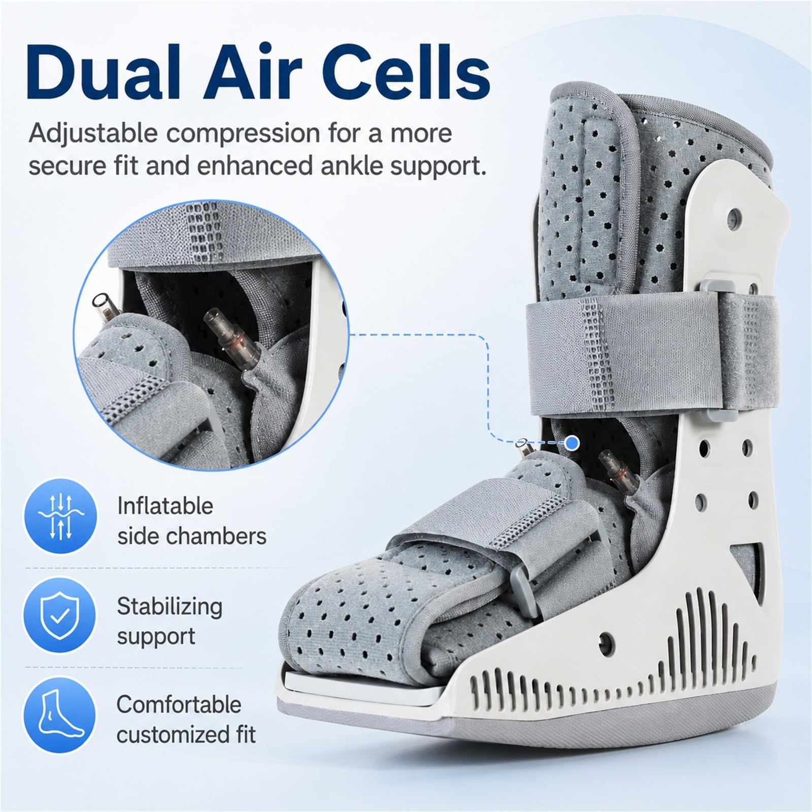 Aircast AirSelect Orteza Stopowa Walker Boot But Ortopedyczny Wysoki z Systemem Pneumatycznym Duplex na Złamania i Skręcenia Kostki Technologia SoftStrike(S)