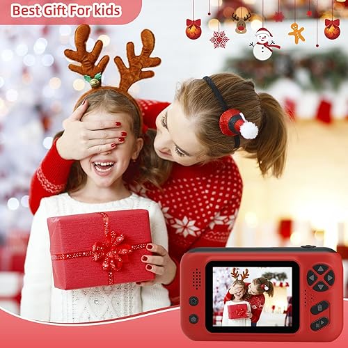 Miniatura 6 de Cámara digital para niños de Makolle para niñas de 3, 4, 5, 6, 7, 8, 9 años, cámara de video selfie HD 1080P con tarjeta SD de 32G, juguetes