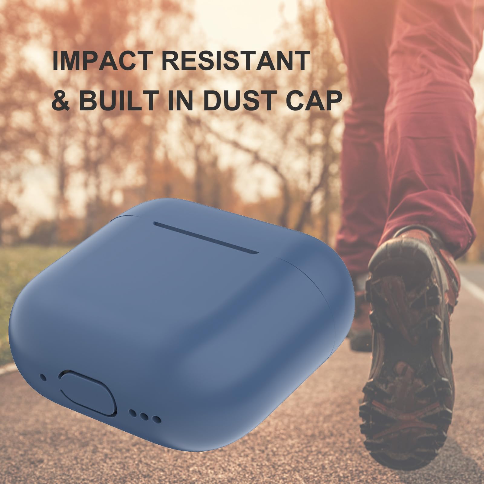 Custodia per Airpods 4, Case Protettiva Sottile in Silicone per AirPods 4th 2024 (USB-C) Cover in Silicone Visibile con LED Frontale, Navy Blu