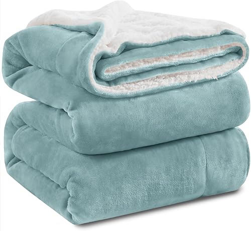 KAWAHOME - Manta de forro polar de sherpa súper suave, extra cálida y gruesa para invierno, 17.64 ozm, para sofá, cama, tamaño Queen, 90 x 90