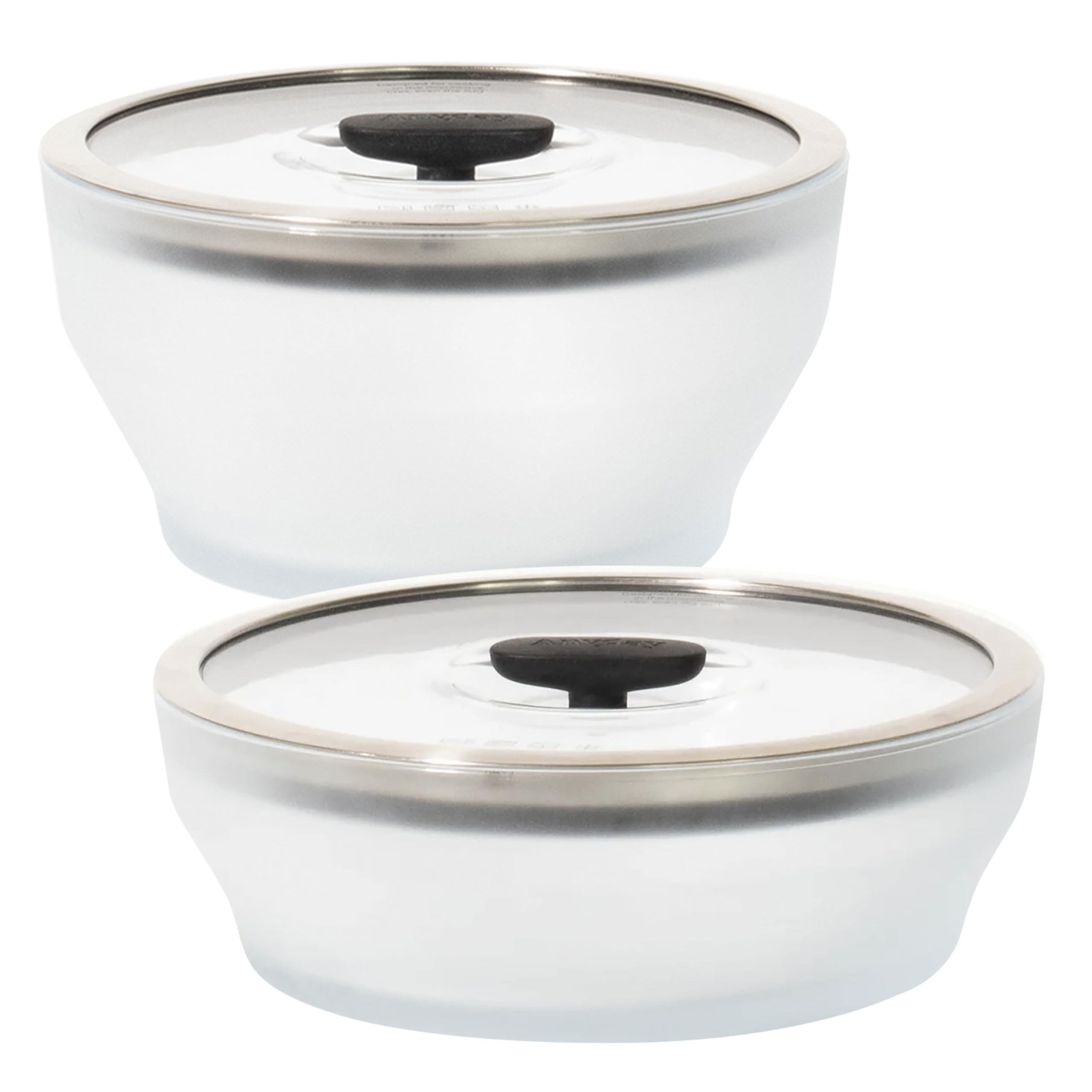 Anyday 4-Pc Microwave Cookware & Glass Food Storage Set with Glass Lids | Large Plastic-Free Containers | Stackable Steamer with Vented Lid for Microwave-Safe Reheating & Steaming Vegetables, Rice