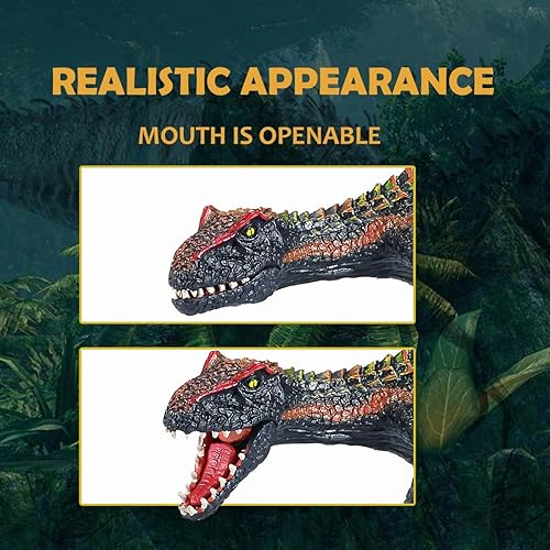 Miniatura 10 de JR PARK Juguete grande y realista Tyrannosaurus Rex, dinosaurio T-REX de 15.7 pulgadas con mandíbula móvil o niños y niñas, rojo, a partir de 3 años