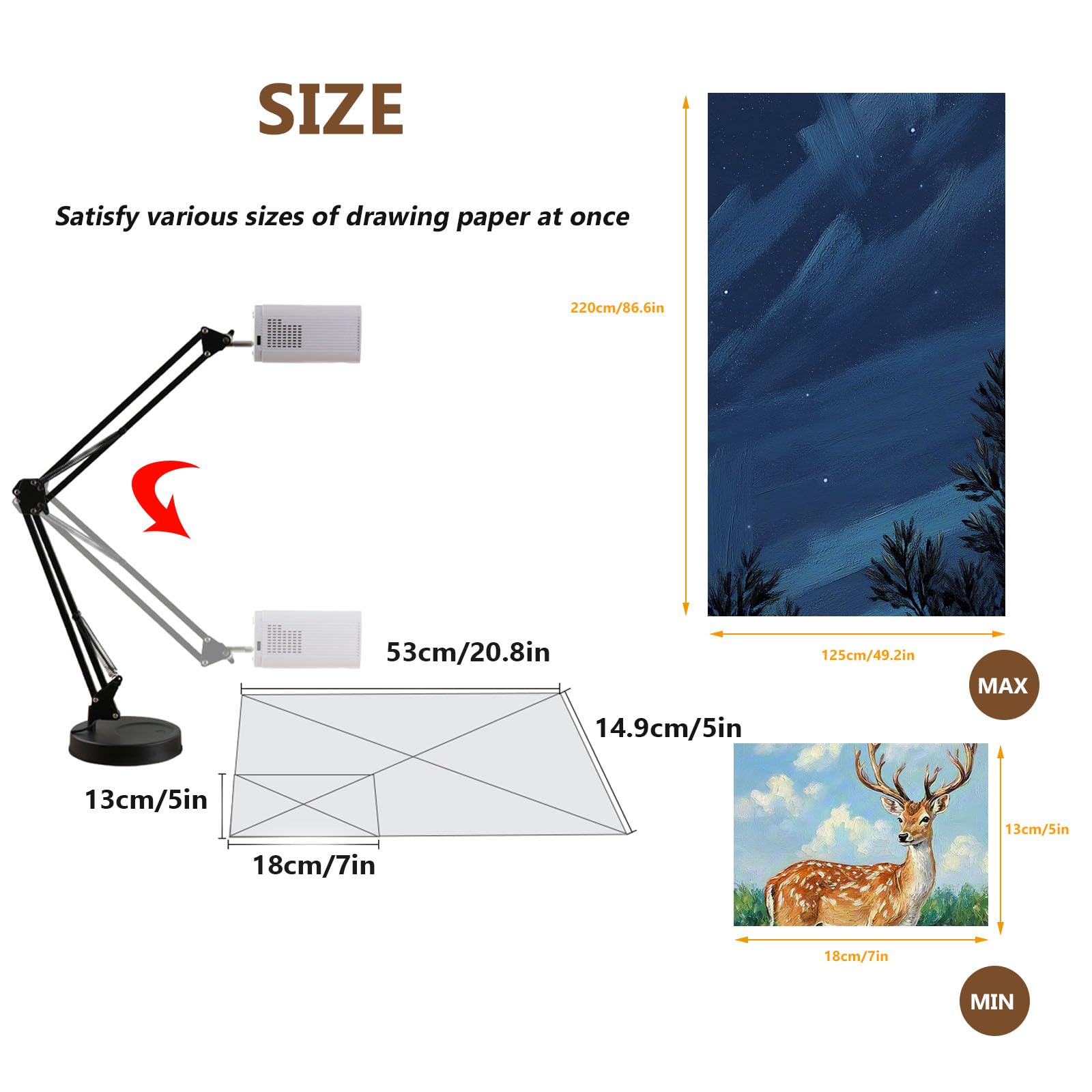Buhelyc Lampe de Projection d'art Portable Projecteur de Dessin Outil Assistant de Dessin pour Le TraçAge de Peinture