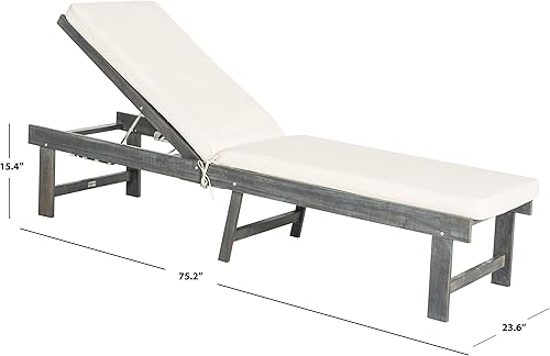 Miniatura 8 de SAFAVIEH Outdoor Collection Inglewood (PAT6723A) - Sillón ajustable de madera maciza y beige