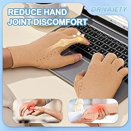 DRNAIETY 2-Pair Arthritis Compression Gloves- for Hand Arthritis, Carpal Tunnel Pain, Rheumatoid Arthritis, RSI, Fingerless, Anti-Slip, Breathable Gloves for Men & Women, Typing, Daily Use(M Brown)
