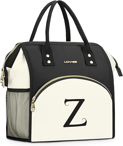 Miniatura 60 de Lonchera personalizada para mujer, bolsa de almuerzo reutilizable con iniciales, aislada, lonchera para adultos de apertura amplia, enfriadora de