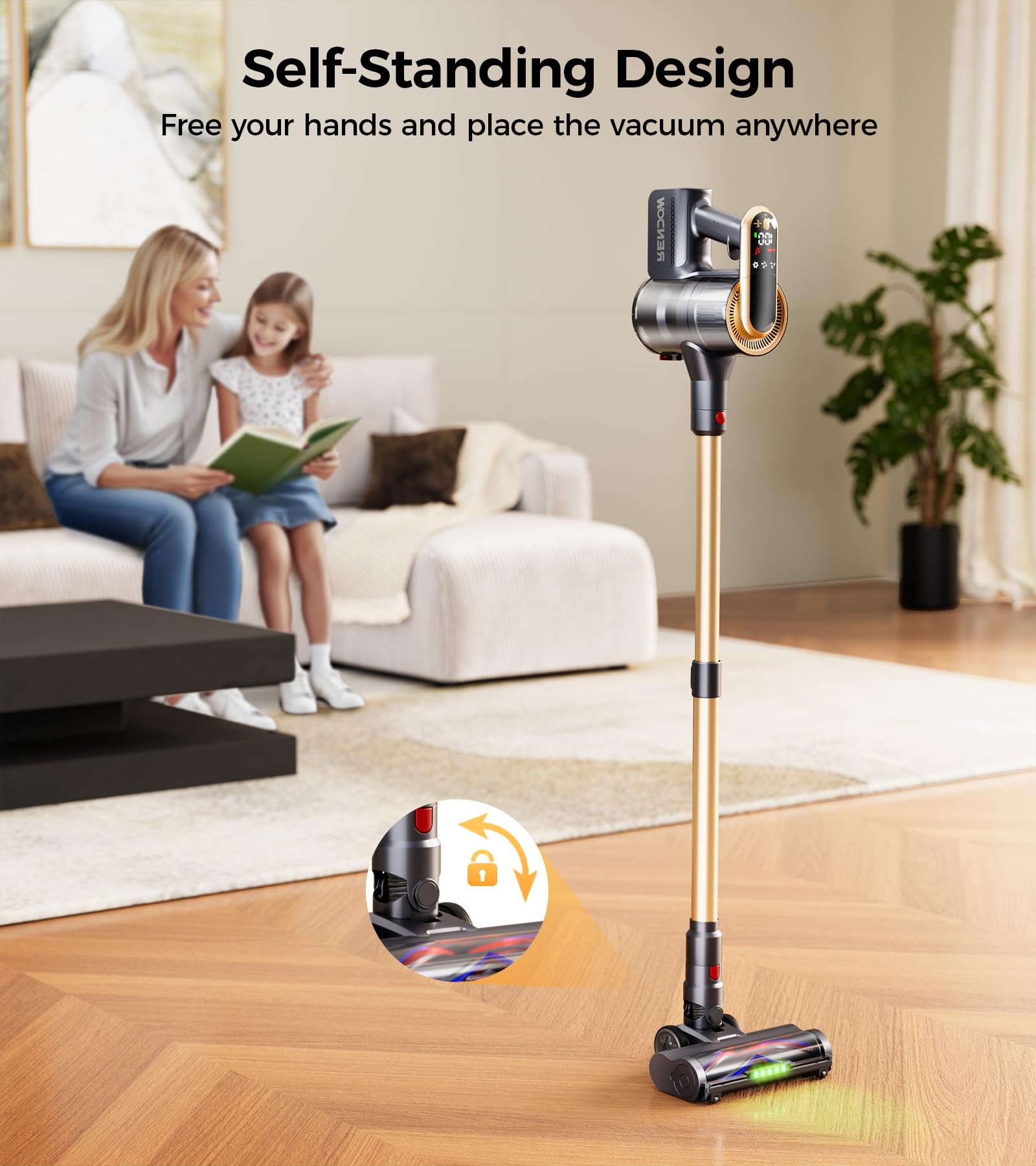 Mua UML0 S3 Cordless Vacuum Cleaner, 45kPa Powerful Suction Vacuum Cleaners for Home, 55-Min Runtime Rechargeable Stick Vacuum, Self-Standing, for Pet Hair Carpet Hard Floor, LED Display trên Amazon Mỹ chính hãng