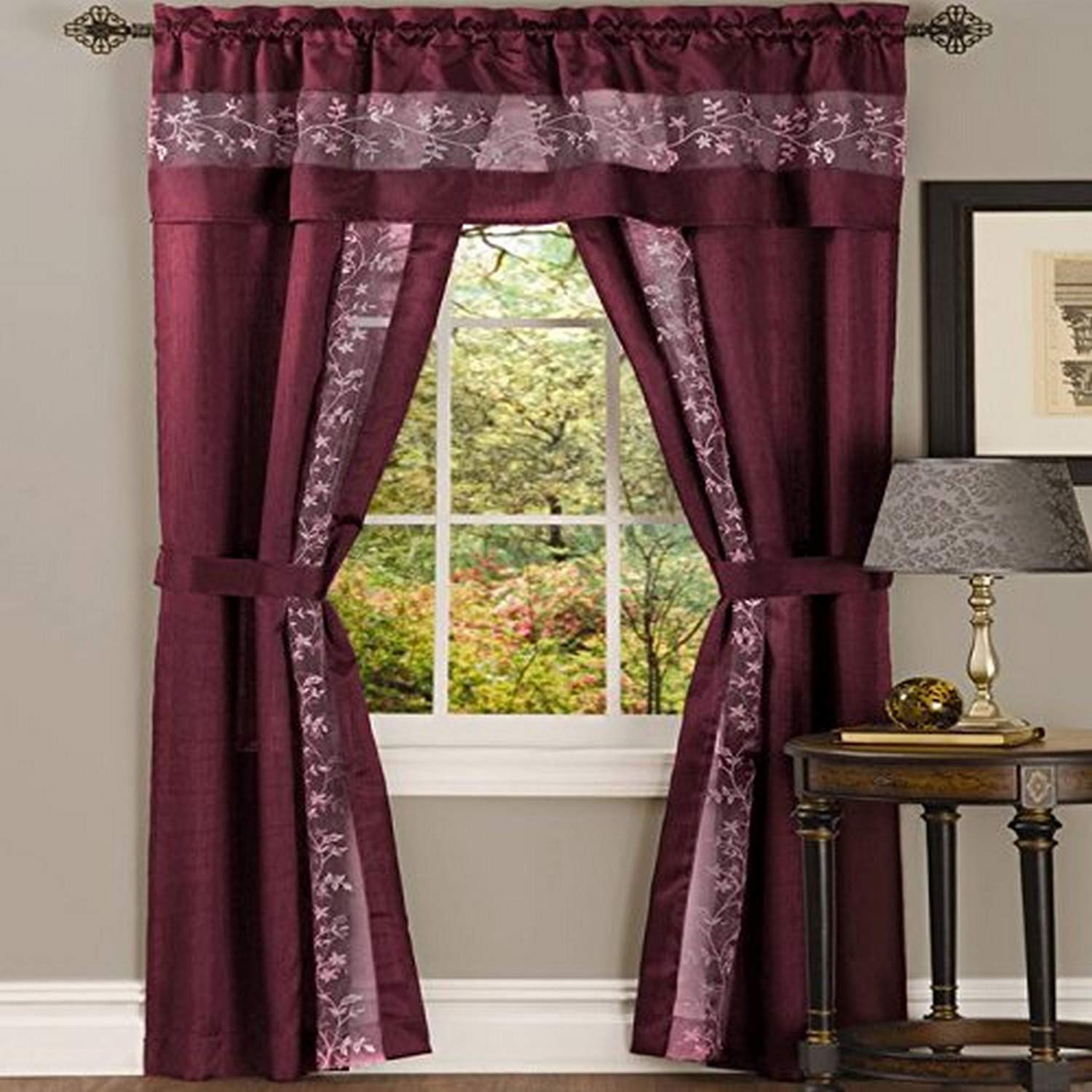 Park Avenue Collection Fairfield 5 Piece Set - 55x63 - Burgundy