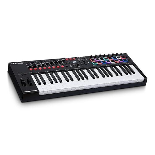 M-AUDIO Oxygen Pro 49 Key USB MIDI Keyboard Controller With Beat Pads, MIDI-assignable Knobs, Buttons and Faders, and Native Instruments Sound Package (NKS Integration)