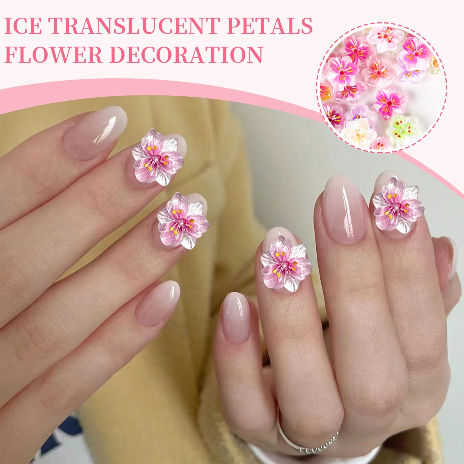 80 pièces 3D Fleur Charms Nail, Accessoires de Design d'ongles, Strass Scintillants, Fleurs colorées déco, Petites Pierres d'ongles, Flowers Nail, Adapté aux Arts d'ongles et Style Y2K