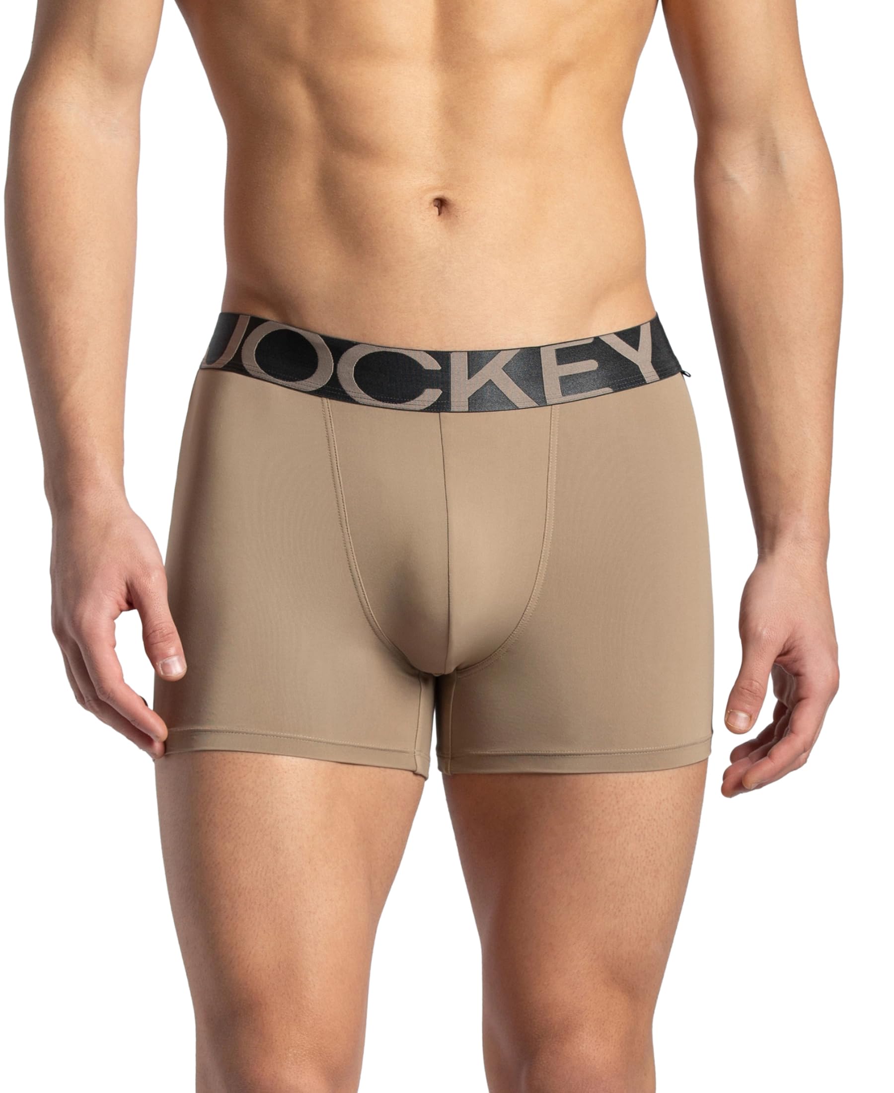 Jockey IC28 Men's Tactel Microfiber Elastane Stretch Solid Trunk with Moisture Move Properties_Desert Taupe_XL