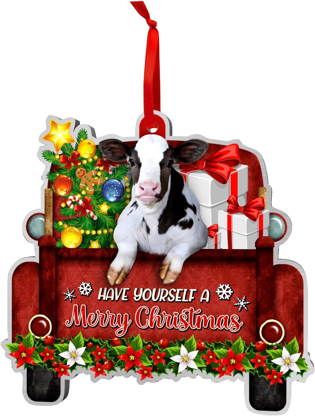 GDT GLOBAL Cow Ornaments for Christmas Tree, Cow Aluminum