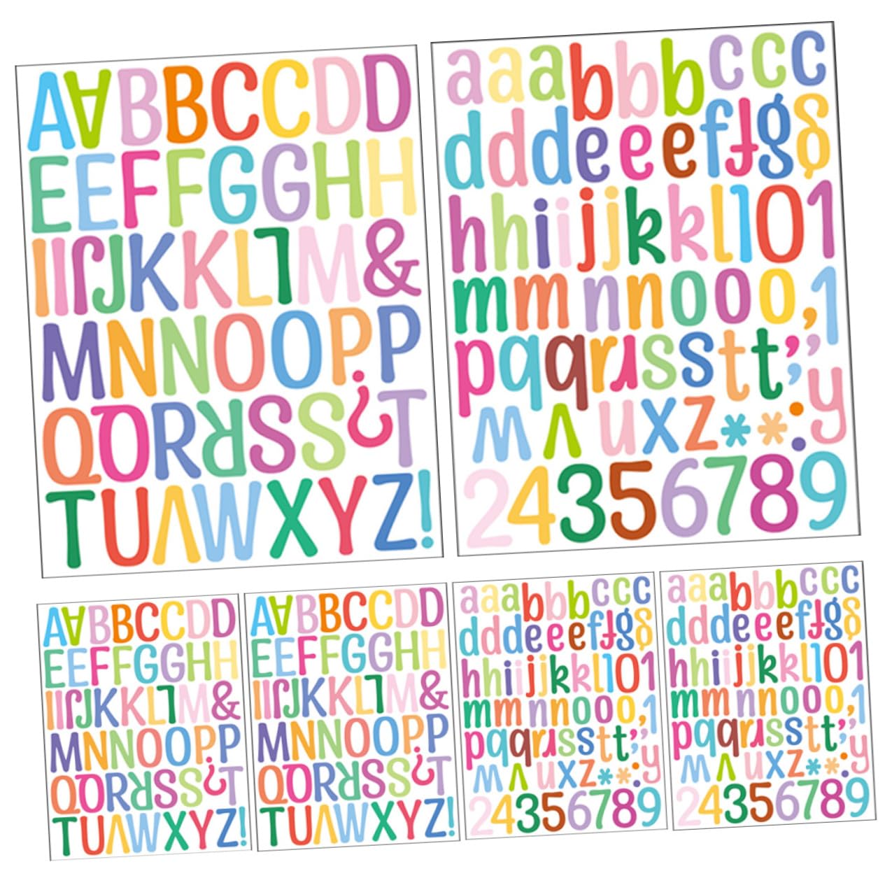 GLSTOY Alphabet Wall Decals Peel Stick Letters for Boys and Girls Classroom Mailbox 6 Sheets of Letters Numbers Stickers