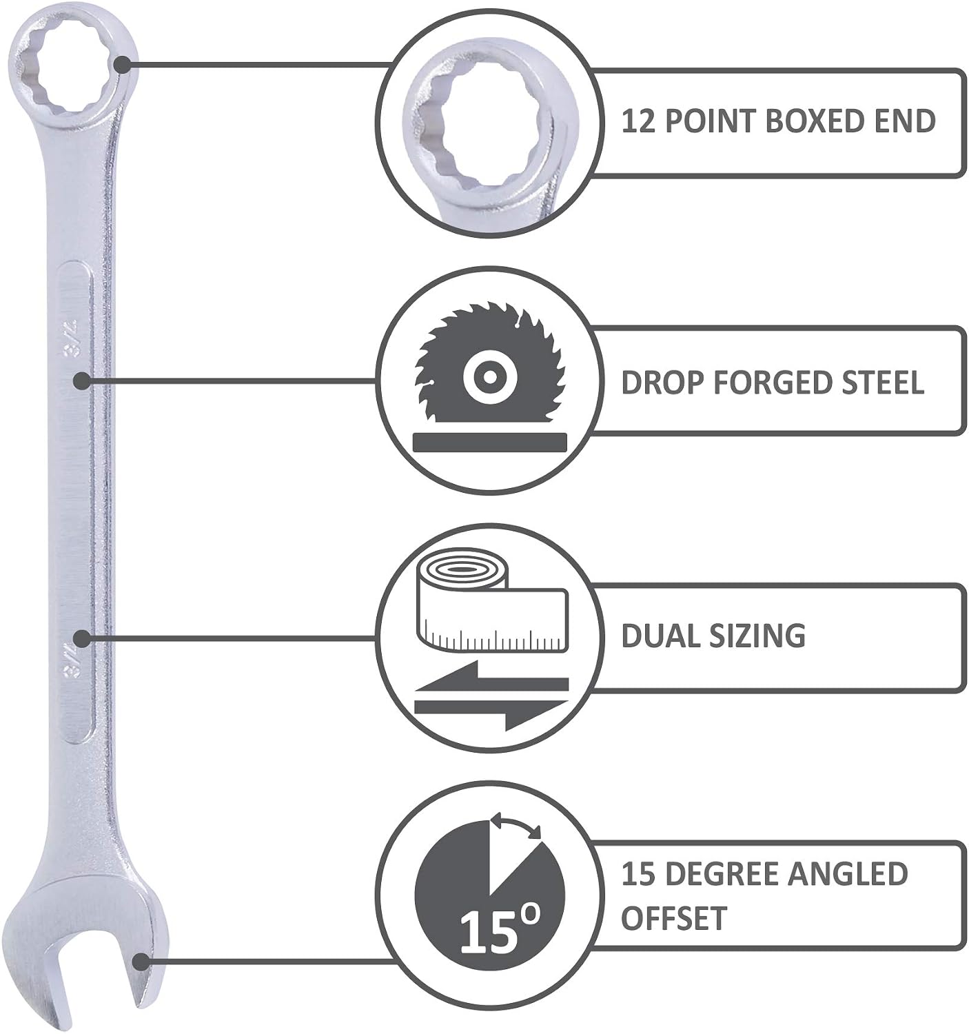 Wrench Set - 22 Piece Combo Set SAE and Metric