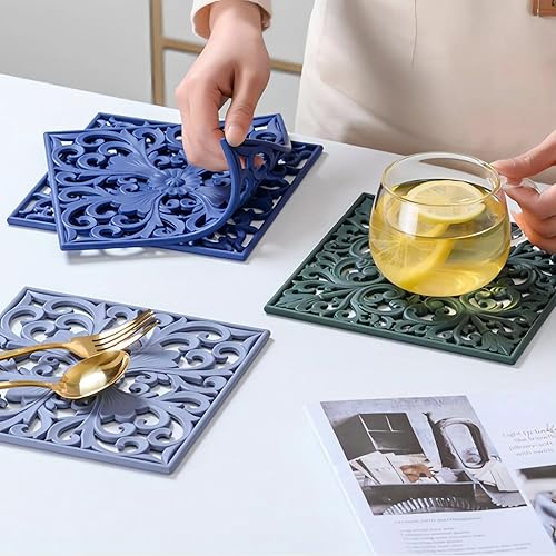 Miniatura 5 de Alfombrillas de silicona para ollas y sartenes calientes, alfombrilla cuadrada antideslizante para mesa o mostrador, almohadillas calientes