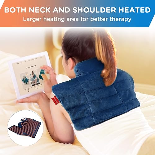 Vista 13 de Almohadilla térmica con peso para aliviar el dolor de cuello y hombros, Comfytemp de 1.5 libras, calefacción eléctrica cuello abrigo para calambres