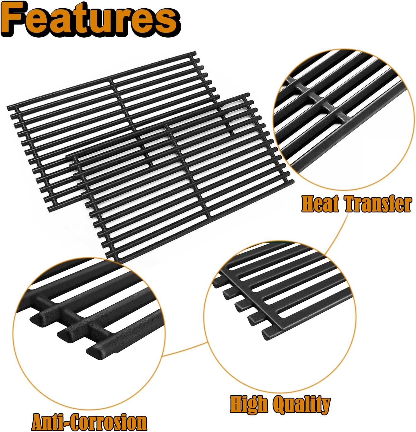 463642316 Grill Grates Replacement Parts for Charbroil Commercial Tru Infrared Grill 2 Burner 463245518 G369-0030-W2 463675016 463644220 463632520 Nexgrill 720-0864M 720-0864 Cooking Grates