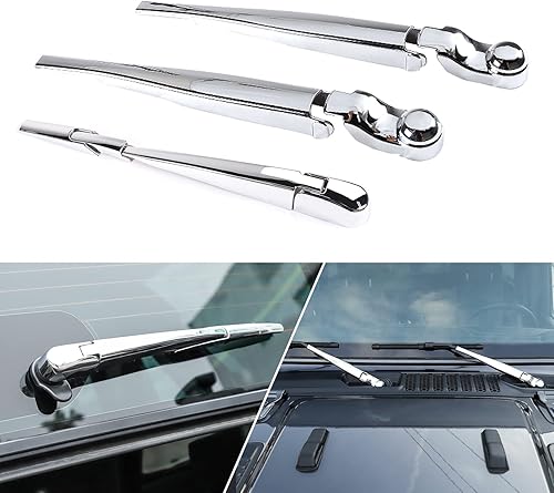Kit de embellecedores para limpiaparabrisas delantero y trasero para Jeep Wrangler JL JLU y Gladiator JT 2018-2021 (cromado)