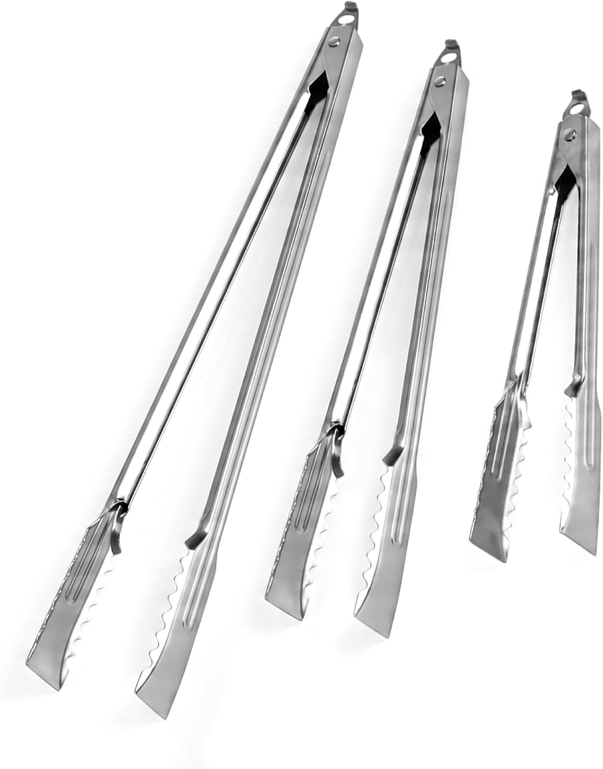 EDLUND 3-Pack Tongs (10", 12", 16") for Cooking – Stainless Steel Kitchen Tongs, 10", 12" and 16" Commercial Gripper Tongs with Locks, Made in USA