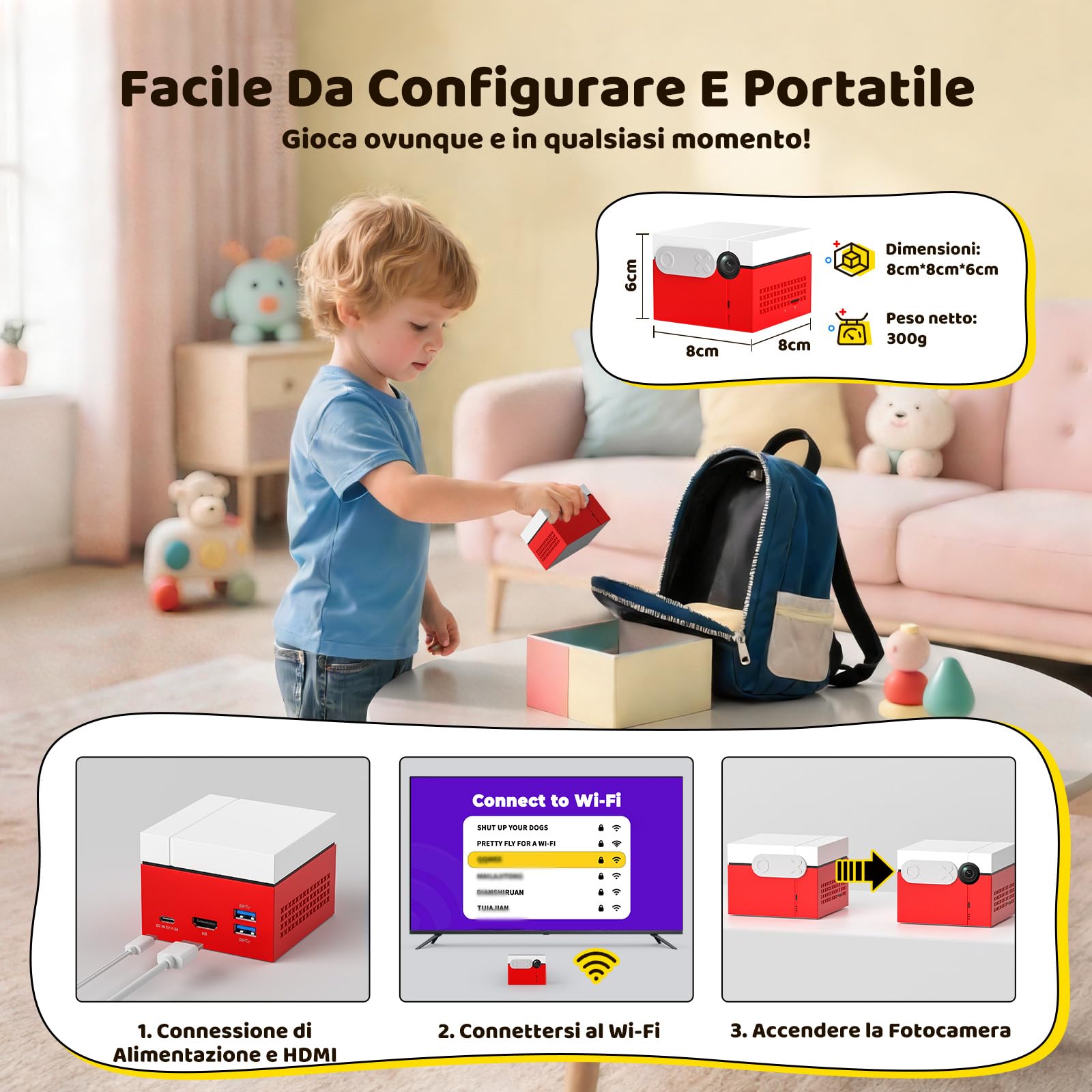 Kinhank MotionX Console di Gioco per Bambini e Famiglie, Console Videogiochi TV con Rilevamento del Movimento AI con 40+ Giochi Interattivi, Aggiornamenti Mensili, Plug & Play Game Console, Regalo