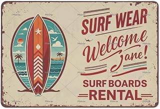 Metal Tin Sign-Surf Boards for Rent: Beach - Funny Vintage Tin Sign, Metal Wall Decor for Bedroom, Plaques Poster - Home Family Lovers Gift, Retro 8x12 inches