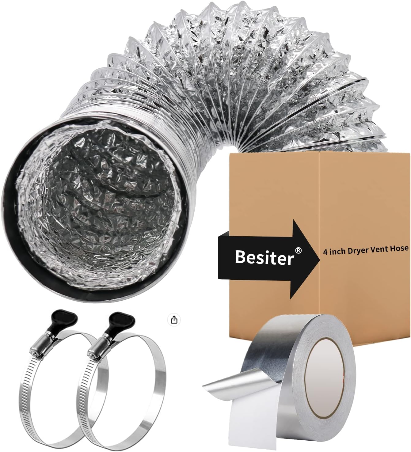 Besiter Dryer Vent Hose, Dryer Hose 4 inch, Flexible Dryer Duct Hose