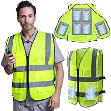 Colete de resfriamento com pacotes de gelo de 20 unidades - colete gelado para homens e mulheres para trabalho em clima quente