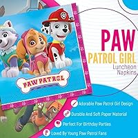 Vista 5 de Artículos para fiesta de cumpleaños Paw Patrol, servilletas, niña, Rosado