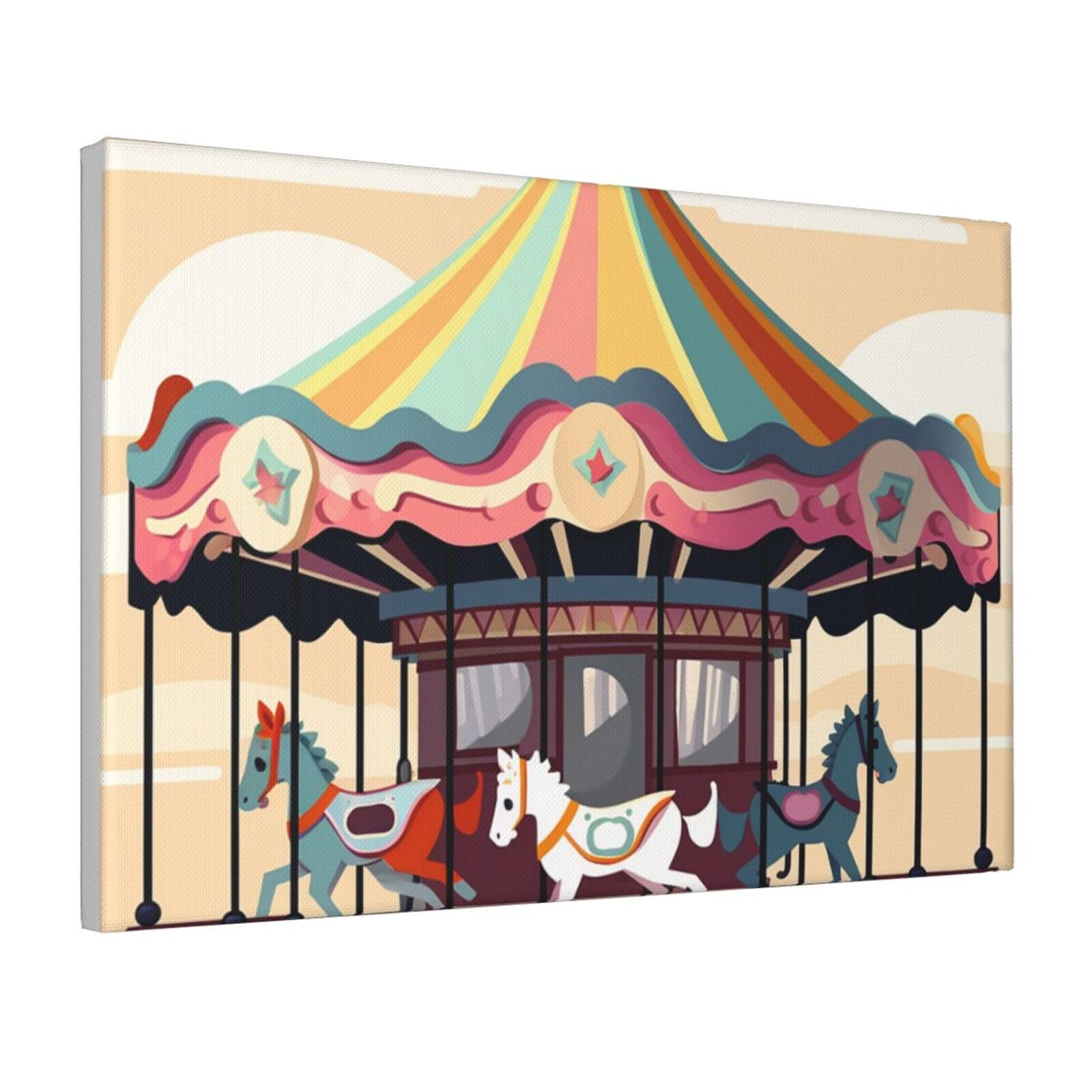 Framed Wall Art for Living Room Art Work, Carousel Picture Prints Modern Office Wall Paintings Poster Aesthetic Wall Decorations for Home Decor Ready To Hang 8"x12"