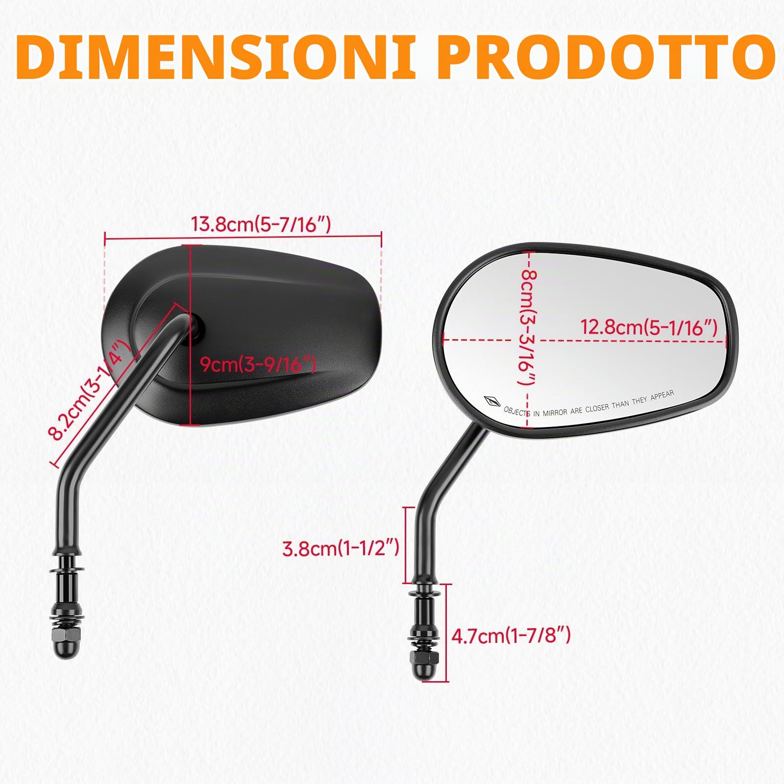 8mm Nero Moto Manubrio Laterale Specchietti Retrovisori Alari Per Dyna Super Glide Street Glide Road Glide Softail