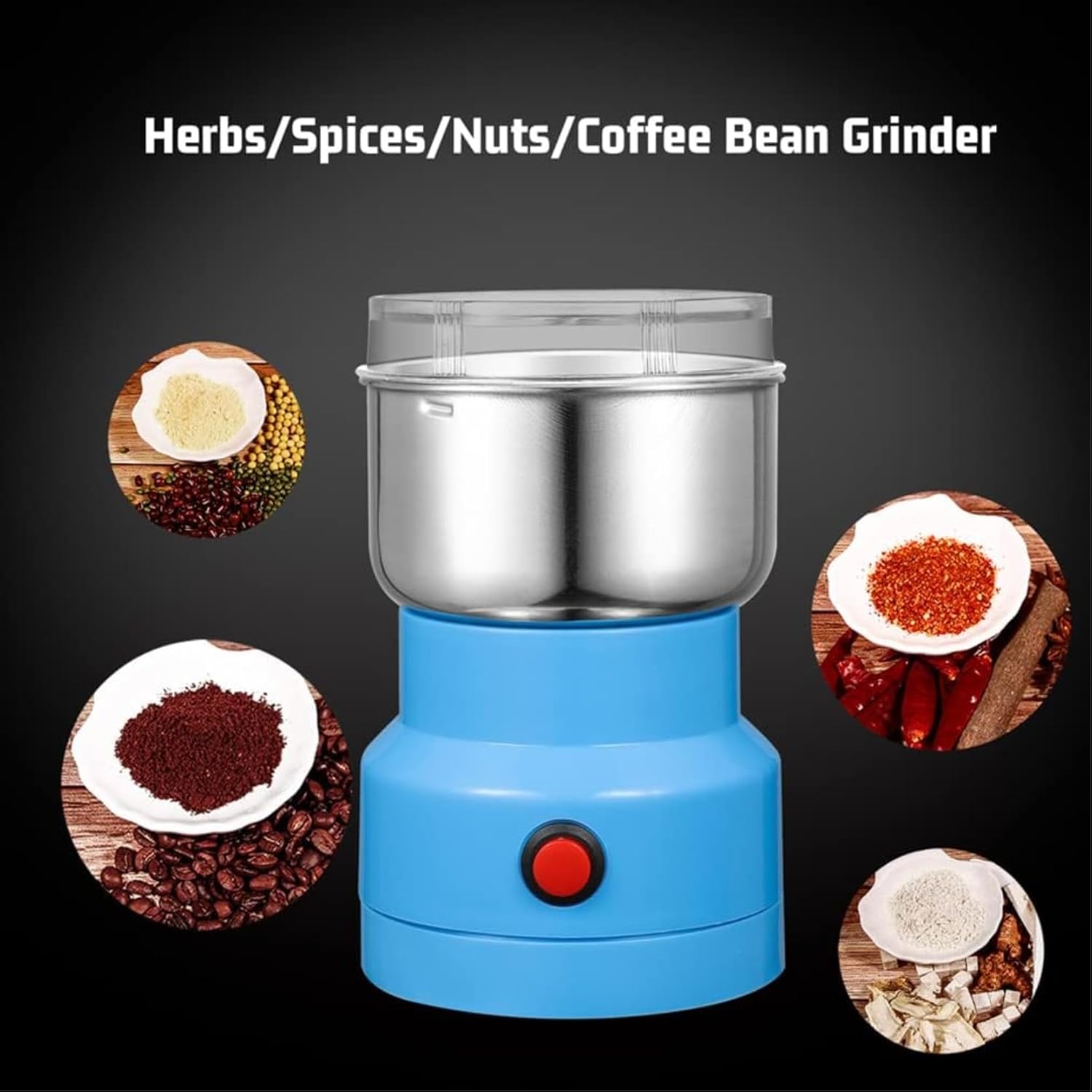 Multifunctional Smash Machine, 250W Grain Grinder Ultra Fine Coffee Mill, 300ml Portable Electric Grain Mil, Stainless Steel, for Dry Materials, Spices, Herbs